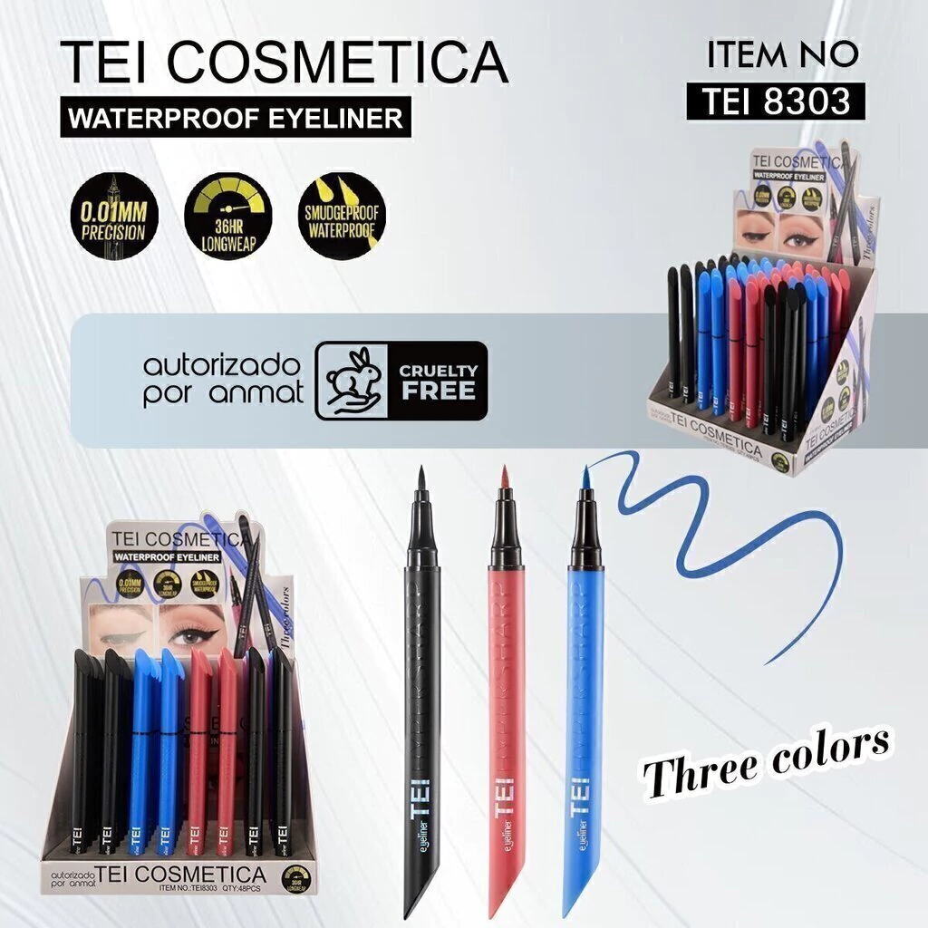 Delineador liquido en fibra 3 colores Tei